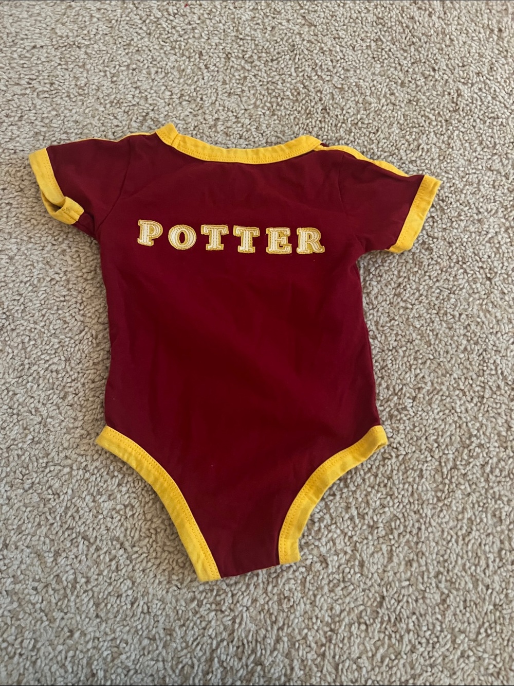 Kids Maroon One-Piece Bodysuit with Gold Trim